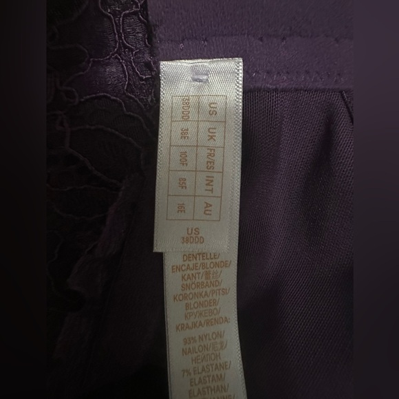 Savage X Fenty 38DDD plum color romantic corded lace balconette bra. - Picture 4 of 7